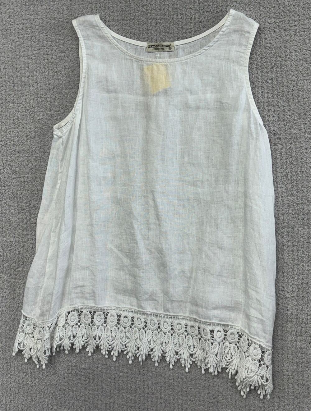 Terzo Millennio Women's White Sleeveless Shirt Size M #74750